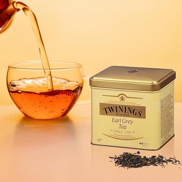 TWININGS EARL GREY LOOSE TEA TINS, 7.05 OUNCE TINS (PACK OF 1), SMOOTH, FLAVOURFUL, ROBUST BLACK TEA LEAVES, CAFFEINATED, ENJOY HOT OR ICED