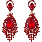 Long Full Rhinestone Teardrop Crystal Dangle Chandelier Drop Earrings Fashion Jewelry