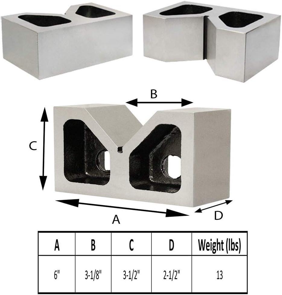 MH GLOBAL Pair of Cast Iron VEE Blocks 6 Inch Parallels Measuring Tools