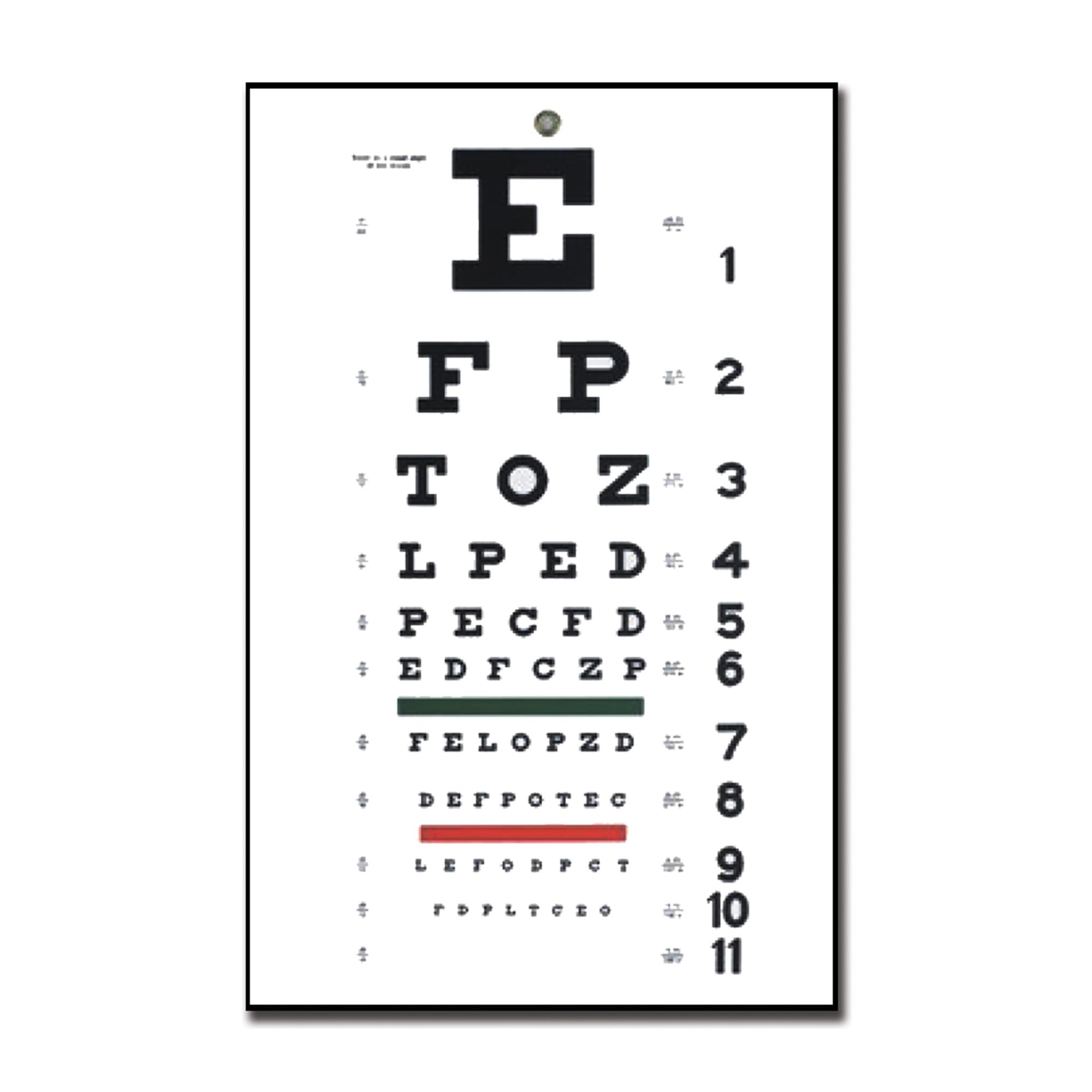 Gima 31308 - Traditional Snellen Optometric Chart, Dimensions 28 x 56 cm, Distance 6.1 m