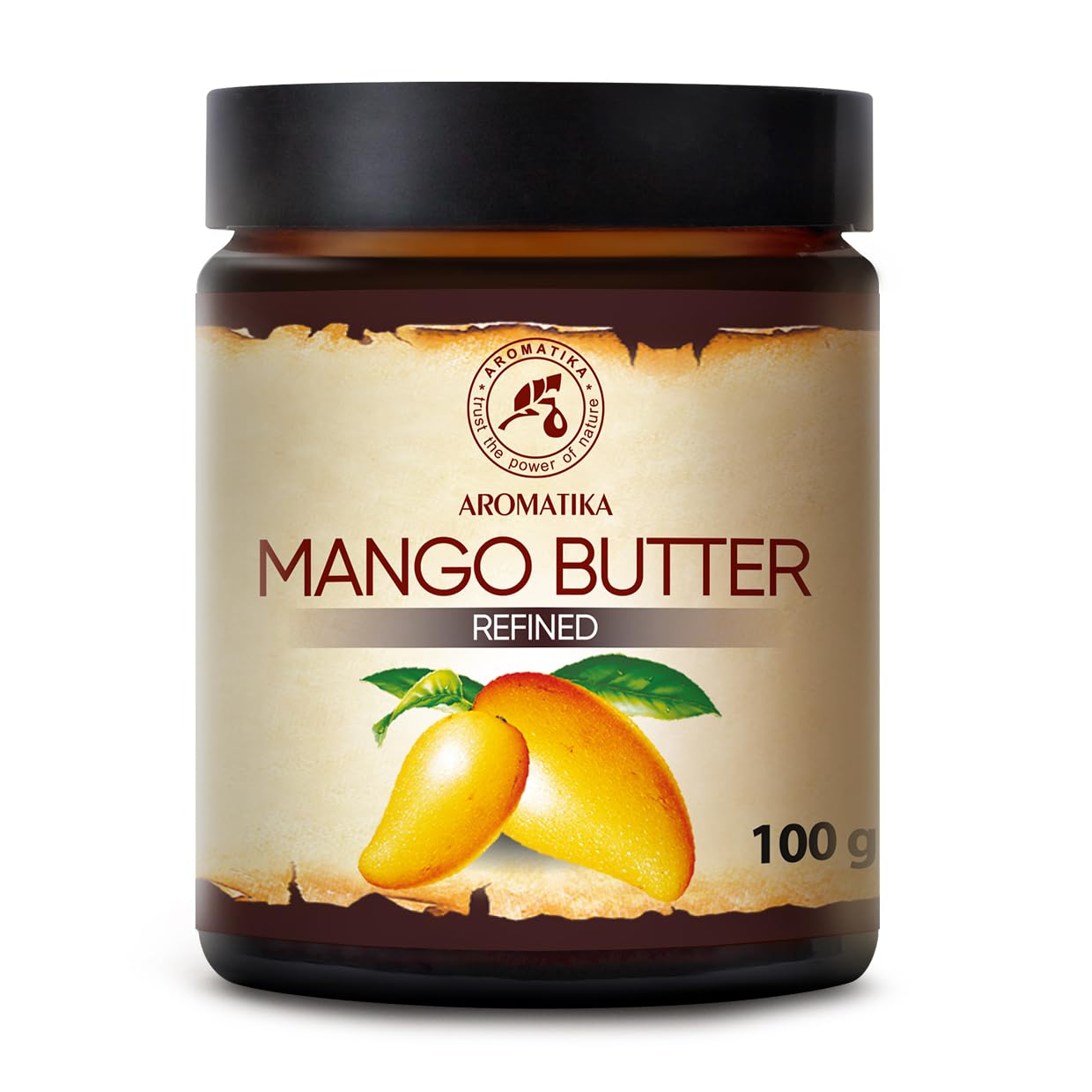Mango Butter Refined 100g - Mangifera Indica Seed Butter - Indonesia - 100% Pure & Natural - Glass Bottle - for Beauty - Massage - Wellness - Cosmetics - Body Mango Butter