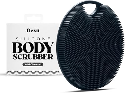 flexii Silicone Body Scrubber Charcoal Premium Exfoliator Gentle Brush