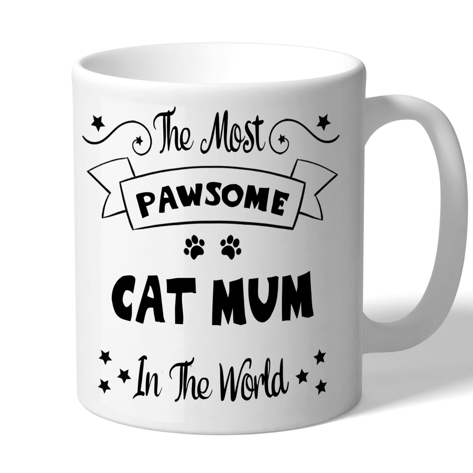 Cat Mum Mug - Pawsome - Cat Gifts (Black Print)