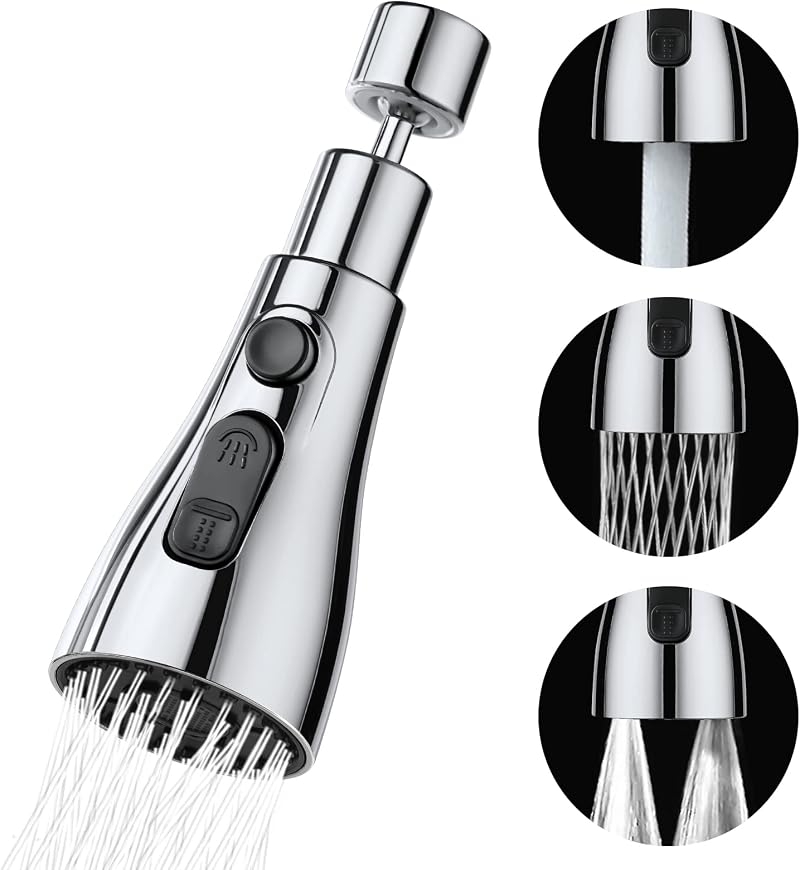 OSDUE Tap Aerator 3 Modes 22mm 24mm Adapter 360° Swivel Kitchen Bath Bubbler
