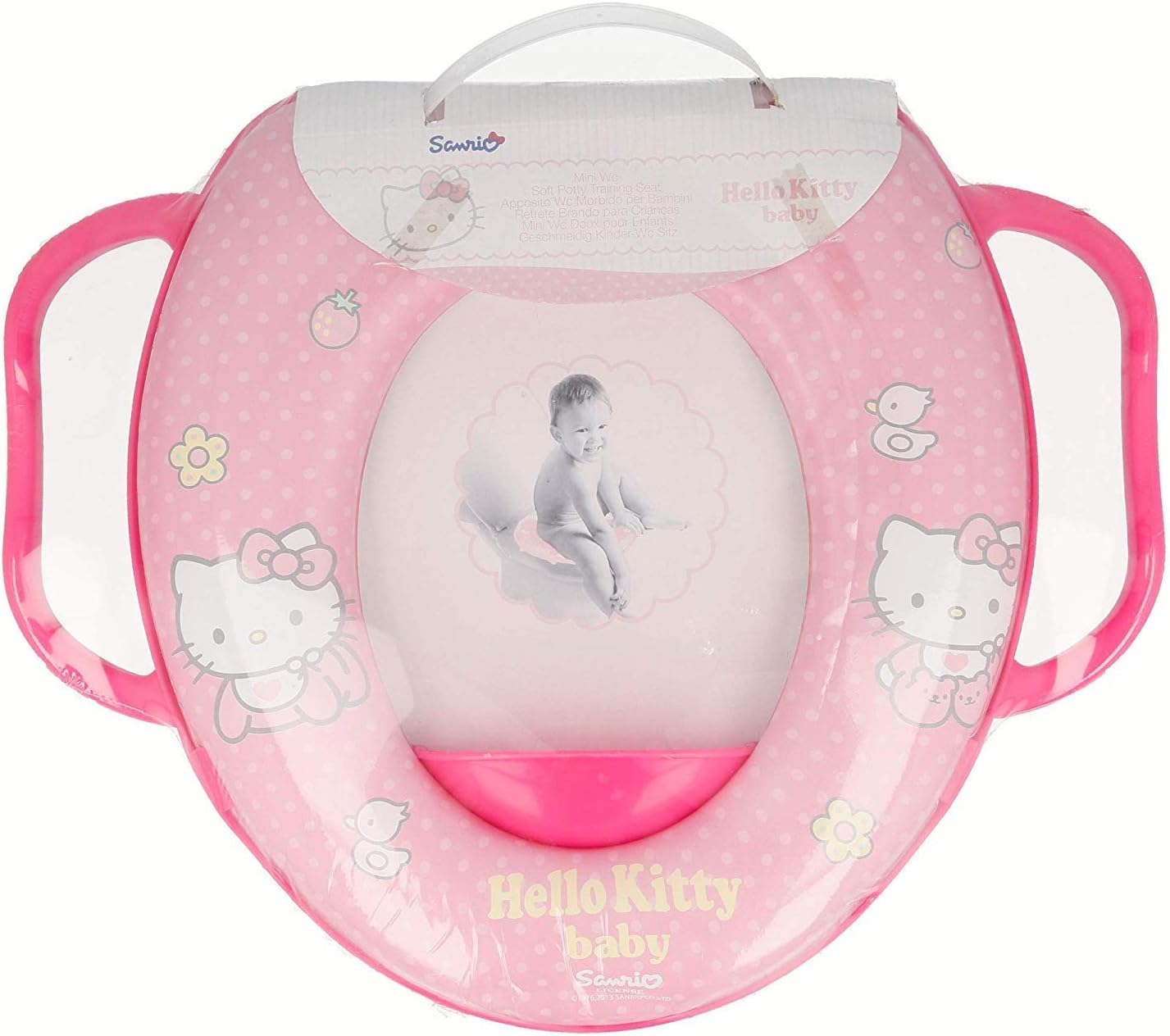 Disney Hello Kitty Soft Padded Cushioned Toilet Trainer Seat with Handles in Pink