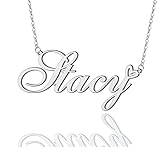 AOLO Stacy Heart Name Necklace Silver Stainless