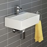 iBathUK Aventa Wall Hung Cloakroom Basin 39cm Square Ceramic Sink Gloss White view 2
