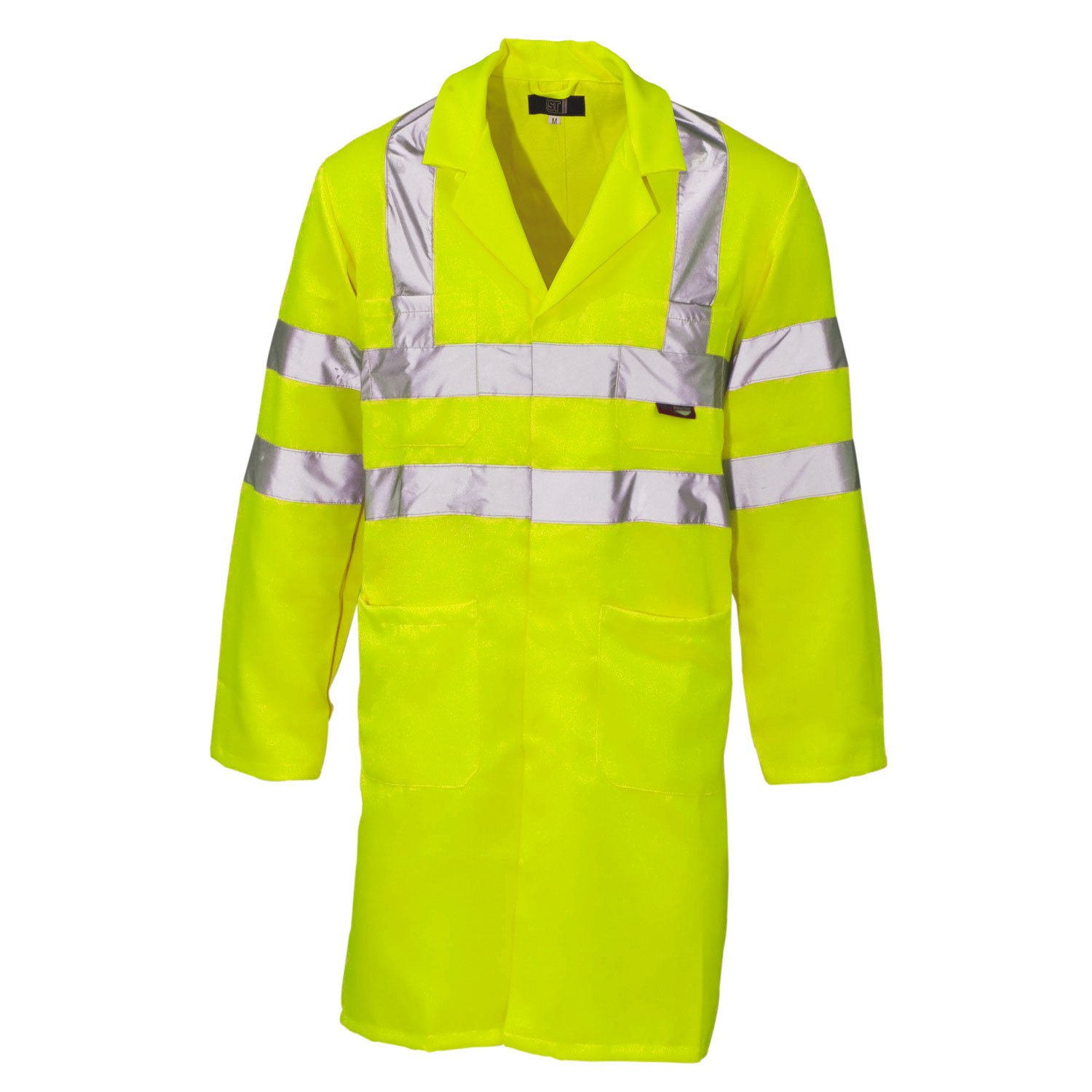 Hi Vis Yellow Lab Coat with pockets and reflective strips, size S