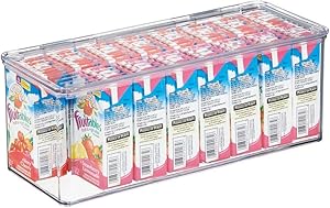 mDesign Stackable Plastic Kitchen Pantry Cabinet/Refrigerator Food Storage Container Bin Box with Lid - Organizer for Packets, Snacks, Produce, Pasta - BPA Free - Holds 4.7 Quarts - Clear