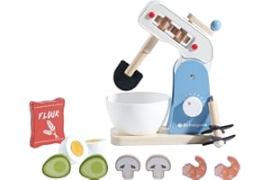 Bc Babycare Wooden Toy Blender Set Kids Pretend Toys Mixer Food Play Kitchen Accessories for Boys and Girls Ages 3+