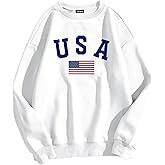 vblane Crewneck Oversized Sweatshirt for Women Preppy Graphic Pullover Casual Loose Long-Sleeve Tops