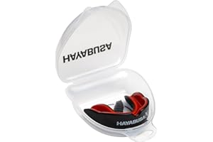 Hayabusa Combat Sports Mouth Guard Youth, Kids and Adult Sizes Comes With Case - Black/Red, Youth