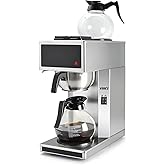 VONCI 12-Cup Commercial Drip Coffee Maker, 2 Carafes, 2 Warmers, Stainless | Americano, 7 Min Fast Brewing, ETL Certified, for Office Hotel Home Church, 9-Way Even Bloom, with Filter Paper, 1610 Watts