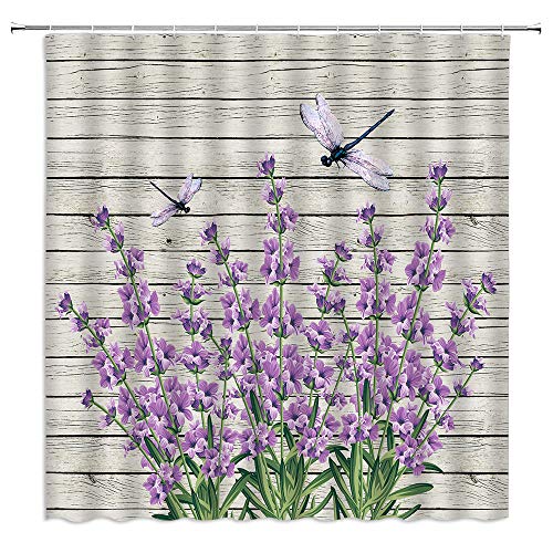 Shower Curtain Flower Purple Floral Dragonfly Spring Bathroom Decor 70 New Ebay