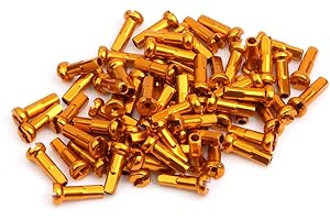 Bike Spoke Nipples Aluminum Alloy Spoke Nipples Mountain Bicycle Spoke Cap for 14G 40Pcs 6 * 14mm Gold