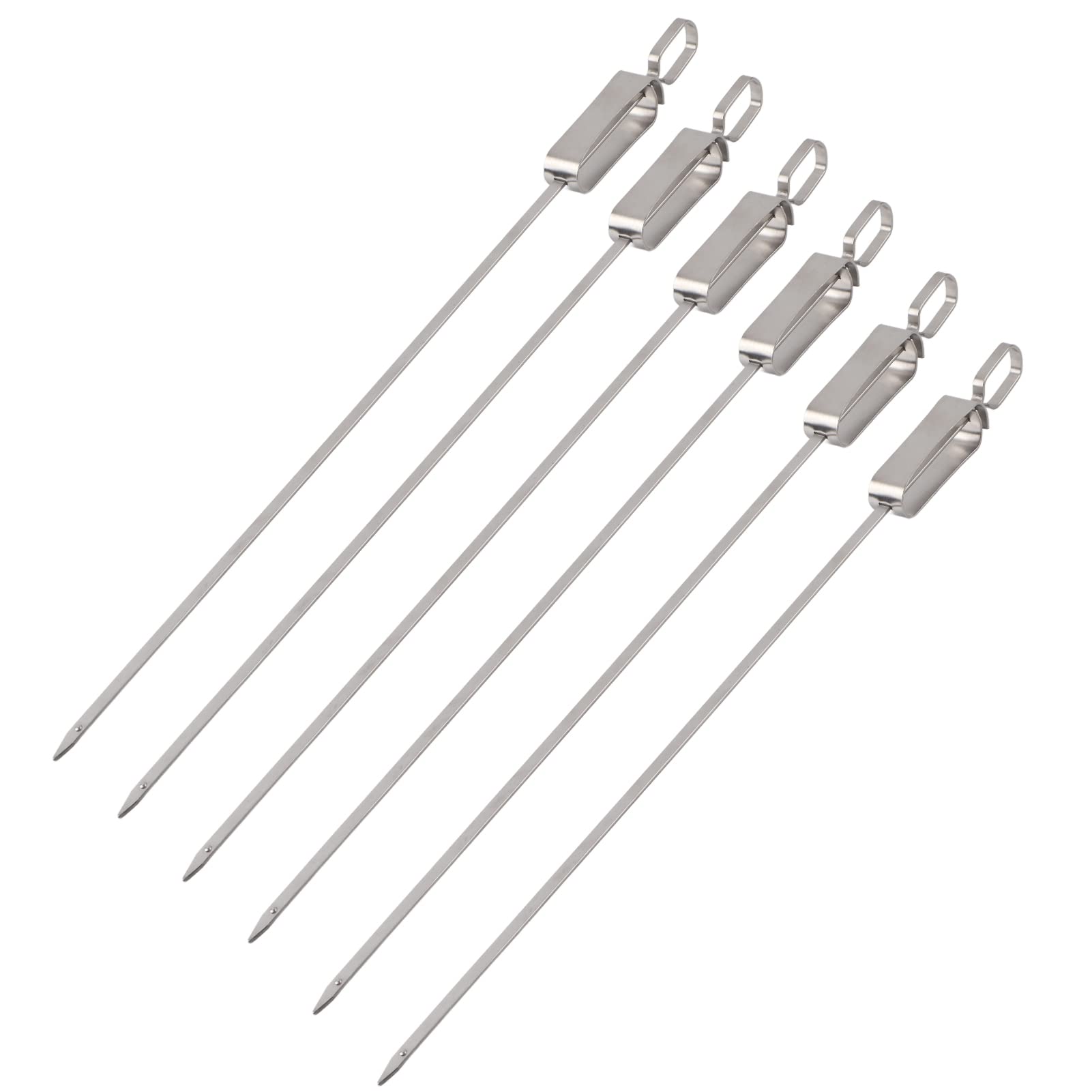 Kebab Skewers,6Pcs Stainless Steel BBQ Kebab Meat Skewers Set,18 Inch Long BBQ Grilling Skewers Flat Reusable Metal Skewer Sticks for BBQ, Cocktail, Meat Shrimp Chicken