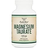 Magnesium Taurate Supplement for Cardiovascular Health to Boost Magnesium Levels (1,500mg per Serving, 210 Vegan Capsules) Non-GMO, Gluten Free, by Double Wood Supplements