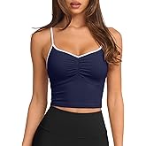 Longline Padded Sports Bra Workout Top for Women, Adjustable Straps Backless Crop Top Push Up Yoga Running Tank Top