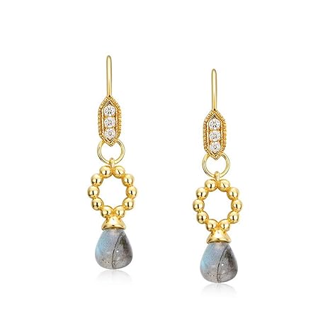 Amazon Com Yanglan 925 Silver Drop Earrings Labradorite White