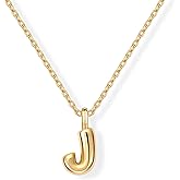PAVOI 14K Gold Plated Dainty Chunky Bubble Initial Letter Pendant Necklace for Women | Alphabet Letter Necklace