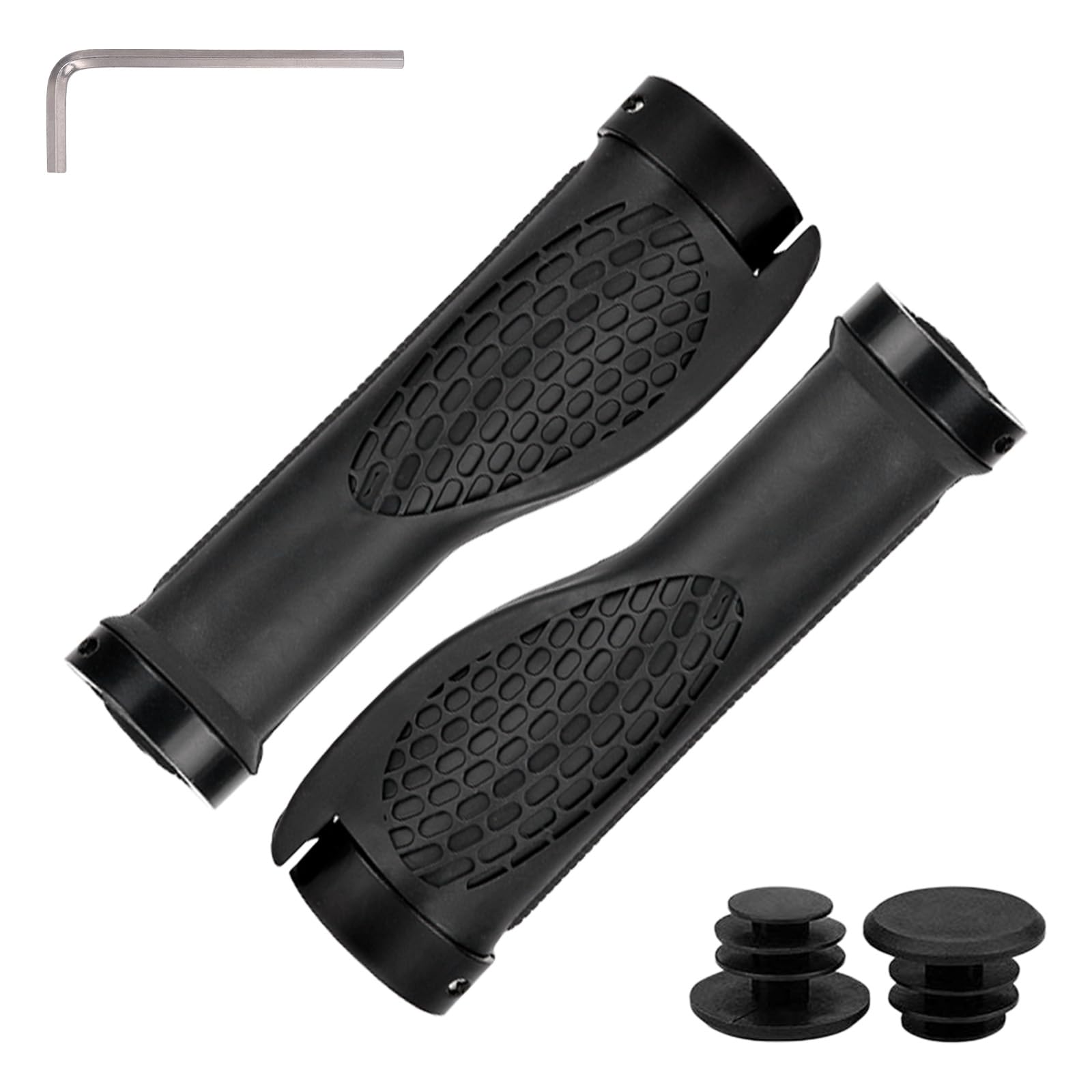 YMWALK Kids Bike Handlebar Grips - Non-Slip Rubber Handle Grips with Double Lock, Cycle Alloy Handlebar Protector for MTB Mountain Bikes Scooters (Black)
