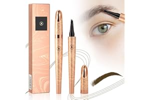 CECURPO 3D Microblading Eyebrow Tattoo Pencil 4 Fork Tip, New Waterproof Magic Eyebrow Pencil Microblading Eyebrow Pencil, Natural Makeup Fine Stroke Eyebrow Pencil with Micro-Fork Tip (Dark Brown)