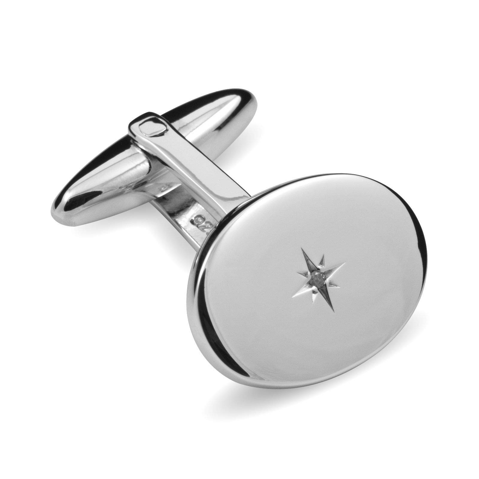 Douglas Pell NEW Sterling Silver Diamond Oval Cufflinks Boxed