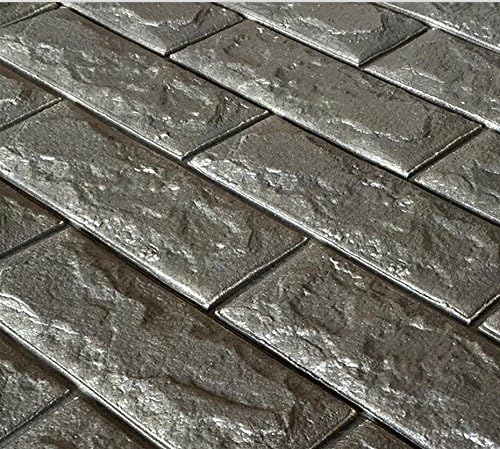 YUELA Self-Adhesive Stickers Brick Pattern TV Background Wall Paper 3D Three-Dimensional Wall Stickers Living Room Bedroom Decorated Restaurant Stickers,Deep Grey and Thick Flame retardancy,Large