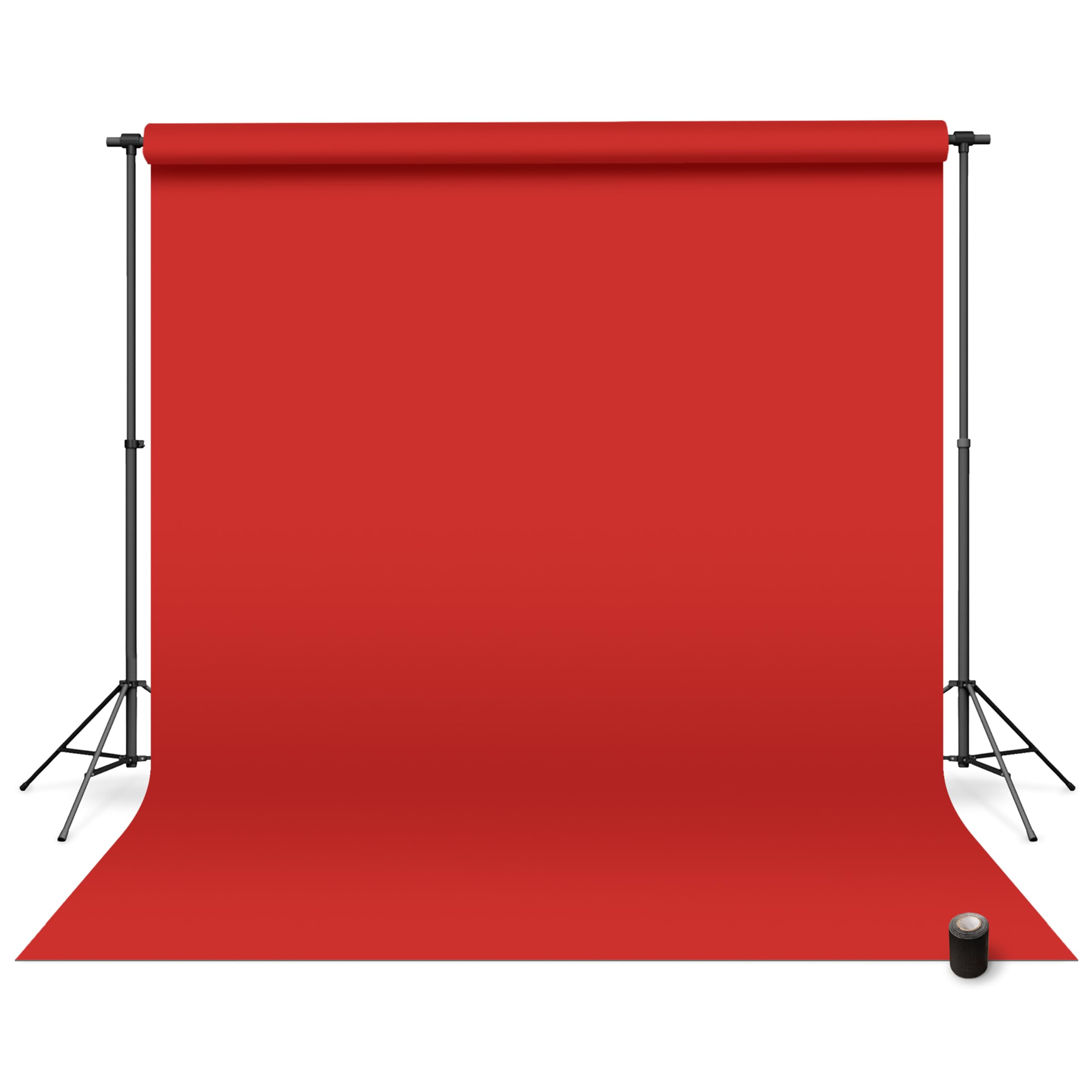 Photo 1 of *****OPENED FOR INSPECTION***&**Denny Manufacturing - Seamless Paper Backdrop for Photography, Red Seamless Paper Roll (107 in x 36 ft) Includes Free Roll Black Gaffer Tape (2 in x 13 ft)