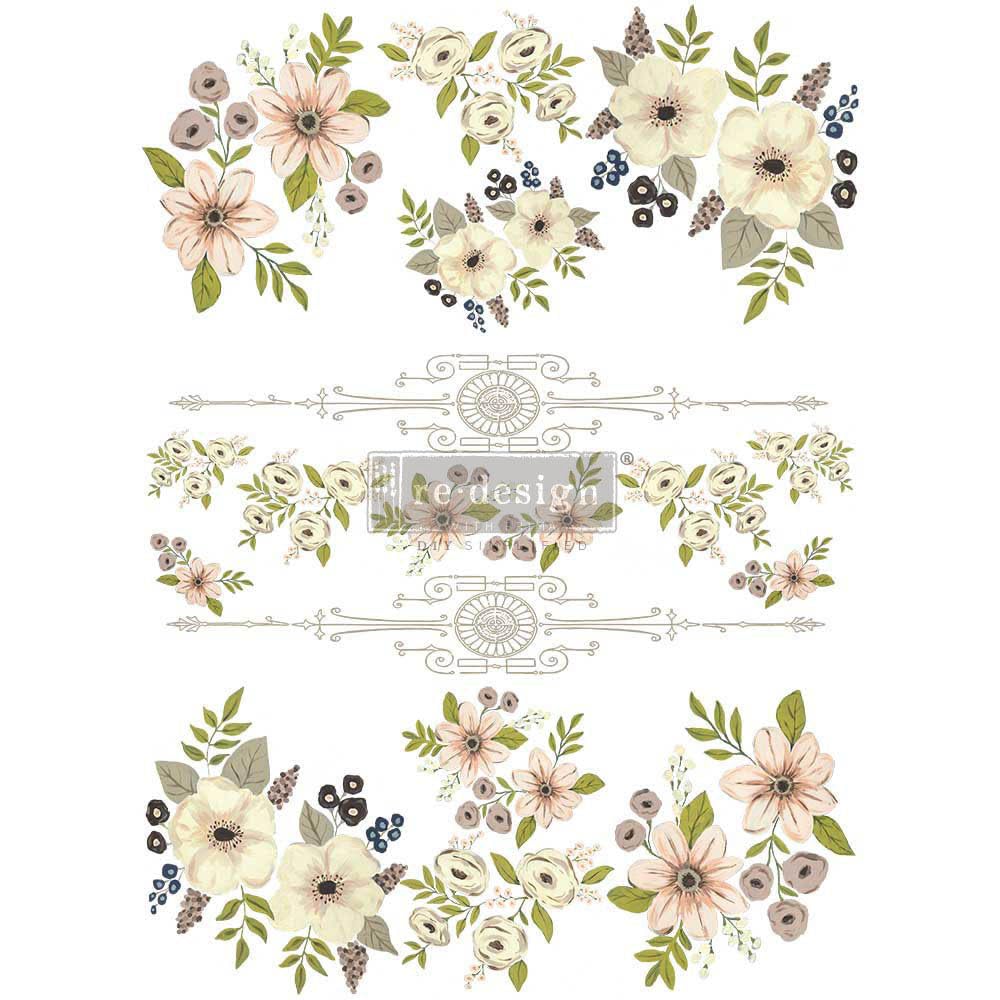Redesign with Prima Decor Transfers Painted Florals 24"x35" Wall Decals DIY Wallpaper Wall Stickers Murals Decor for Kitchen Living Room Bedroom Bathroom Nightstands Table Décor