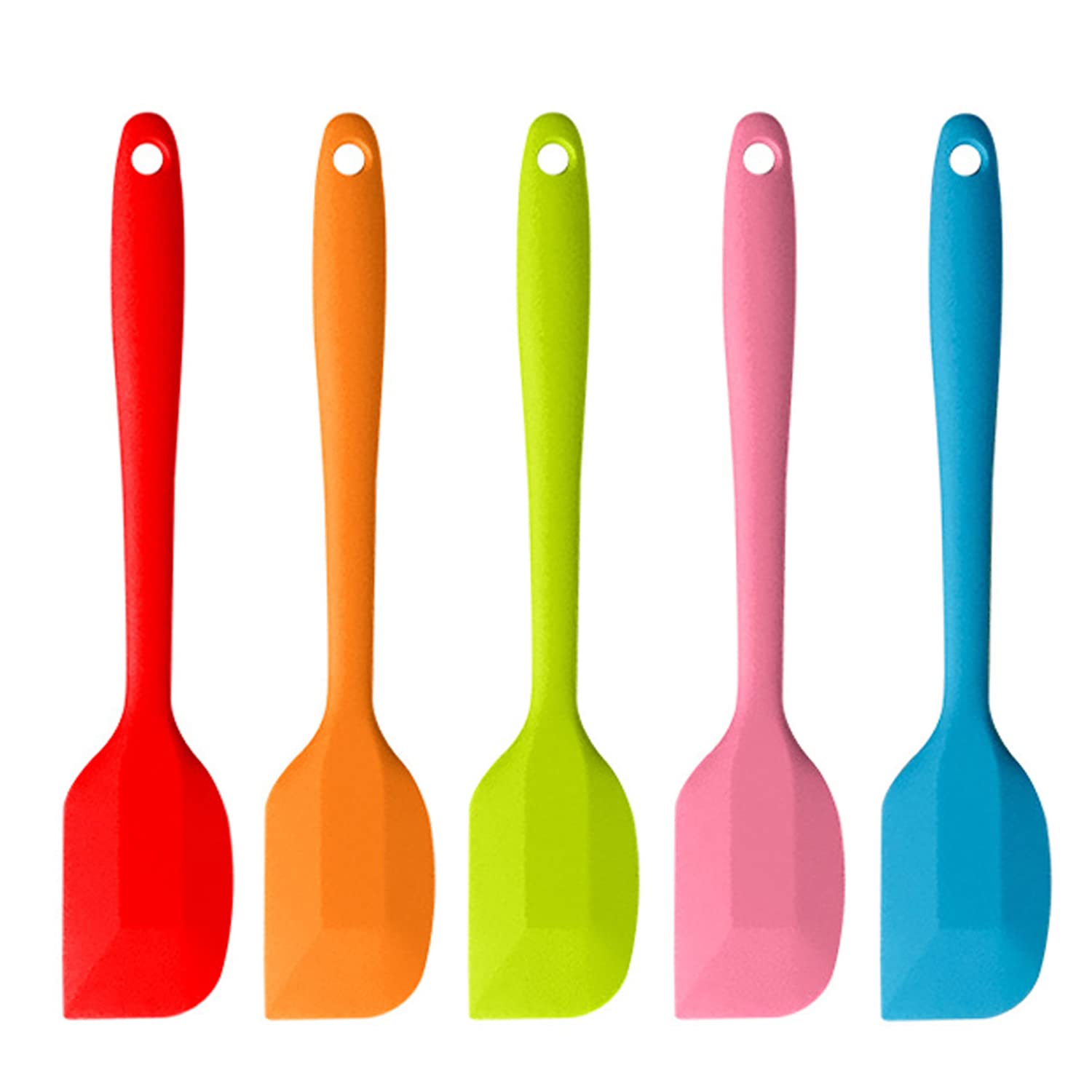 Pack of 5 Dough Scraper Set, Silicone Spatula - Metal Core, Heat Resistant Non-Stick Kitchen Utensils for Cooking and Baking