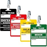 Triage Tag Card Sets for First Aid &amp; Emergency Response - Set of 4 (Black:Deceased, Red:Immediate, Yellow:Delayed, Green:Minor), 4.7"L x 3"W