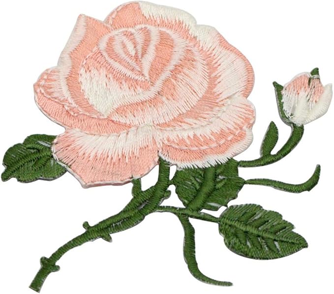1 Pcs Rose Flower IronOn Embroidered Patch Applique Motif Garment Decoration Craft