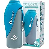 LumoLeaf Insulated Dog Water Bottle 27 oz Stainless Steel - Keep Water Cool or Warm, Portable Pet Water Bowl for Travel, Wide Mouth for Easy Ice Filling & Cleaning