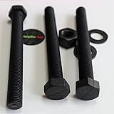 5x Black Hexagon Head Screws Polypropylene