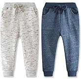 Toddler Boys Jogger Pants Boy Cotton Drawstring Elastic Waist Sweatpants Joggers 2 Pack Set 2-7T