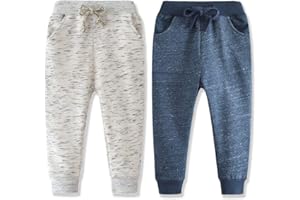ELEVEN'S KINGDOM Toddler Boys Jogger Pants Boy Cotton Drawstring Elastic Waist Sweatpants Joggers 2 Pack Set 2-7T