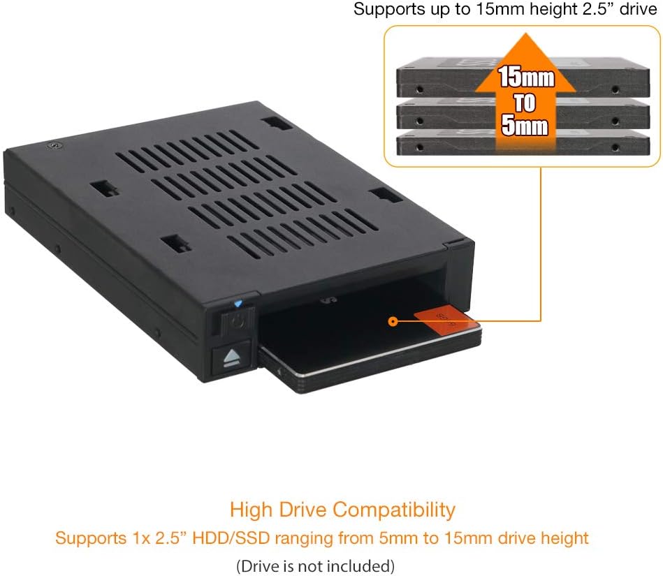 ICY DOCK MB521SP-B Hot Swap HDD/SSD Mobile Rack, Aluminium, Black, 1x 2,5" SATA/SAS (Auswurf) - Image 4