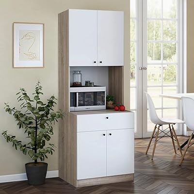 Living Skog Kitchen Storage Cabinet with Shelves and Microwave Stand
