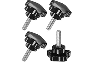 M METERXITY 4-Pack Star Clamping Knobs, M6x20mm Male Thread Hand Tightening Screw for Machinery/Electronic/Furniture/Umbrella Base, Machine Handle Replacement [Stainless Steel, Black]