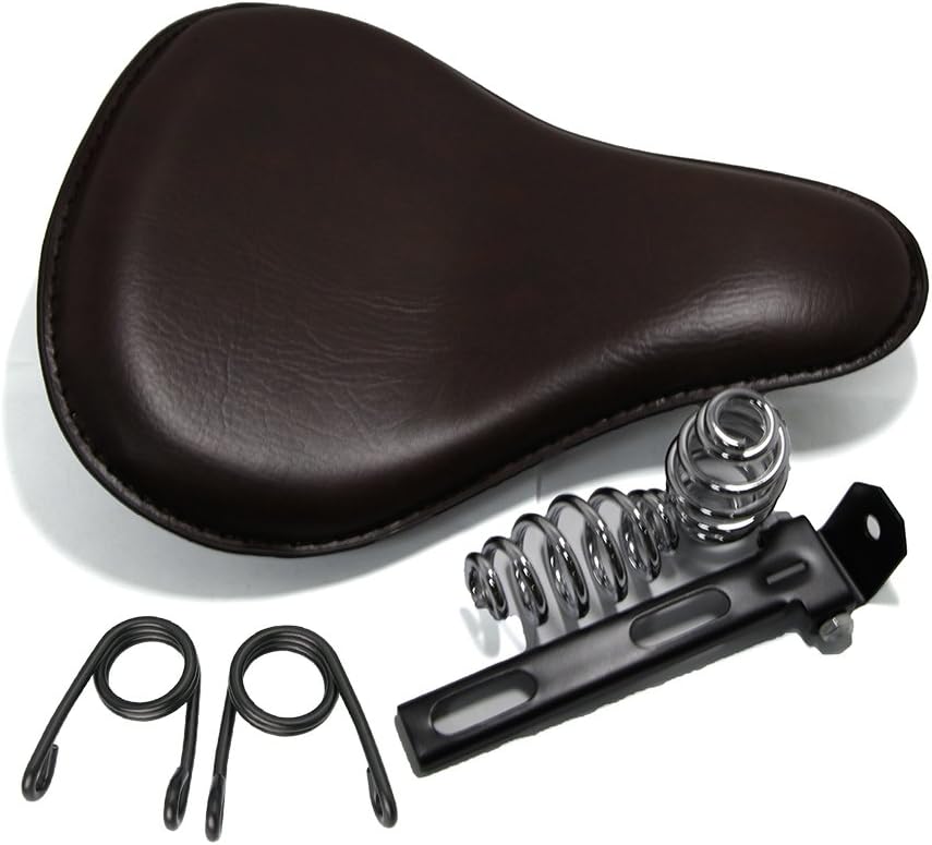 13" Brown Spring Softail Leather Bracket Seating Cushion for Harley Sportster Chopper Bobber