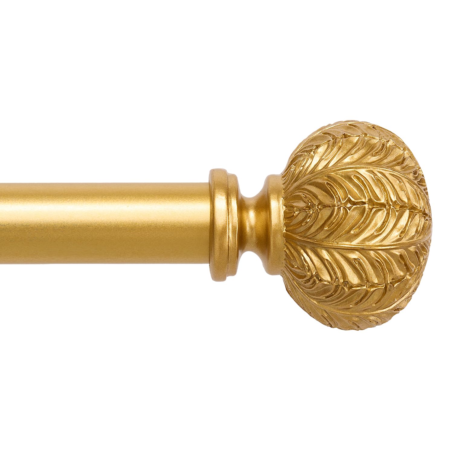 Curtain pole with 1inch diameter poles, extendable from 77 to 140 cm (30 to 55 inches), gold color, with ball finials, curtain brackets and fitting kits. Easy to install.
