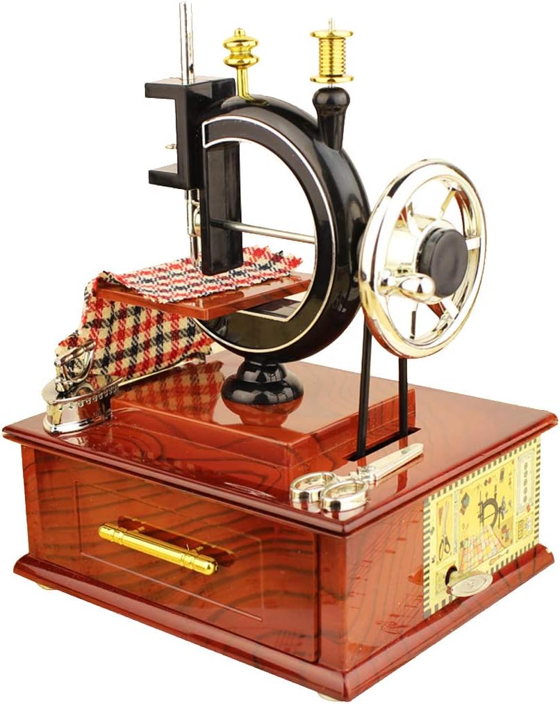 Ccassie Handmade Classic Vintage Retro Sewing Machine Music Box Table Desk Decoration Crafs Jewelry Case Storage Box Toy Gift Presest