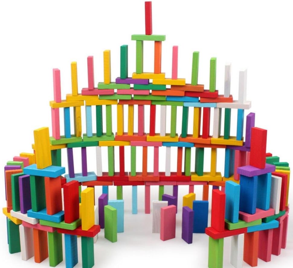 NEWCREATIVETOP120pcs Wooden Dominos Blocks Set, Kids Game Educational Play Toy, Domino Racing Toy Game (120PCS)