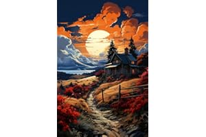 MXCFZX DIY Painting by Numbers Kit for Adults, Paint by Numbers for Adults Moon,Paint by Number Forest Hut, Acrylic Adults Paint by Numbers Kits on Canvas for Home Wall Decoration and Gifts 12x16inch