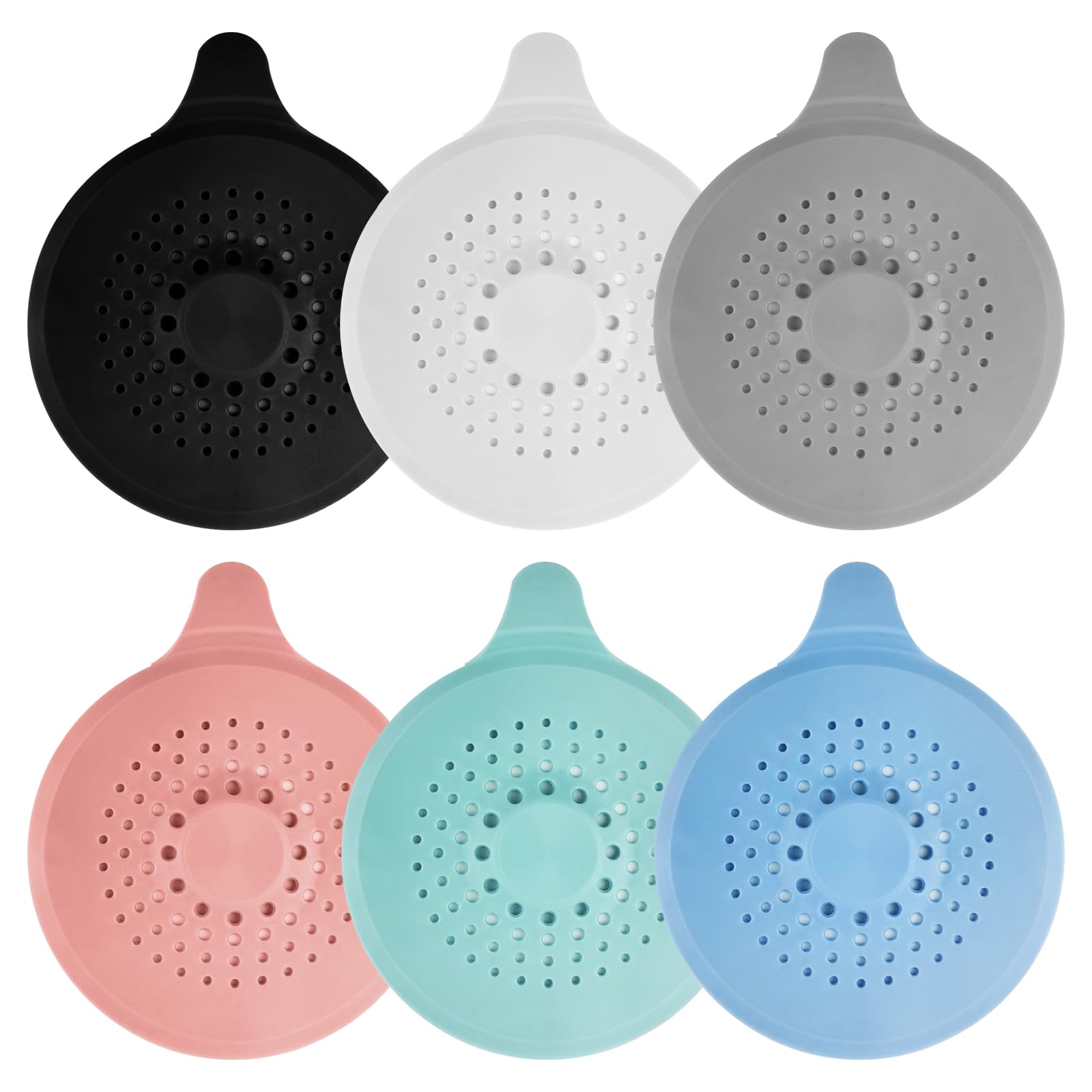 VEPEPE 6 PCS Silicone Shower Drain Hair Trap with Strong Sucker, Silicone Shower Drain Hair Catcher 14.2cm, Sink Protector, Catcher for Bathroom Bathtub Kitchen