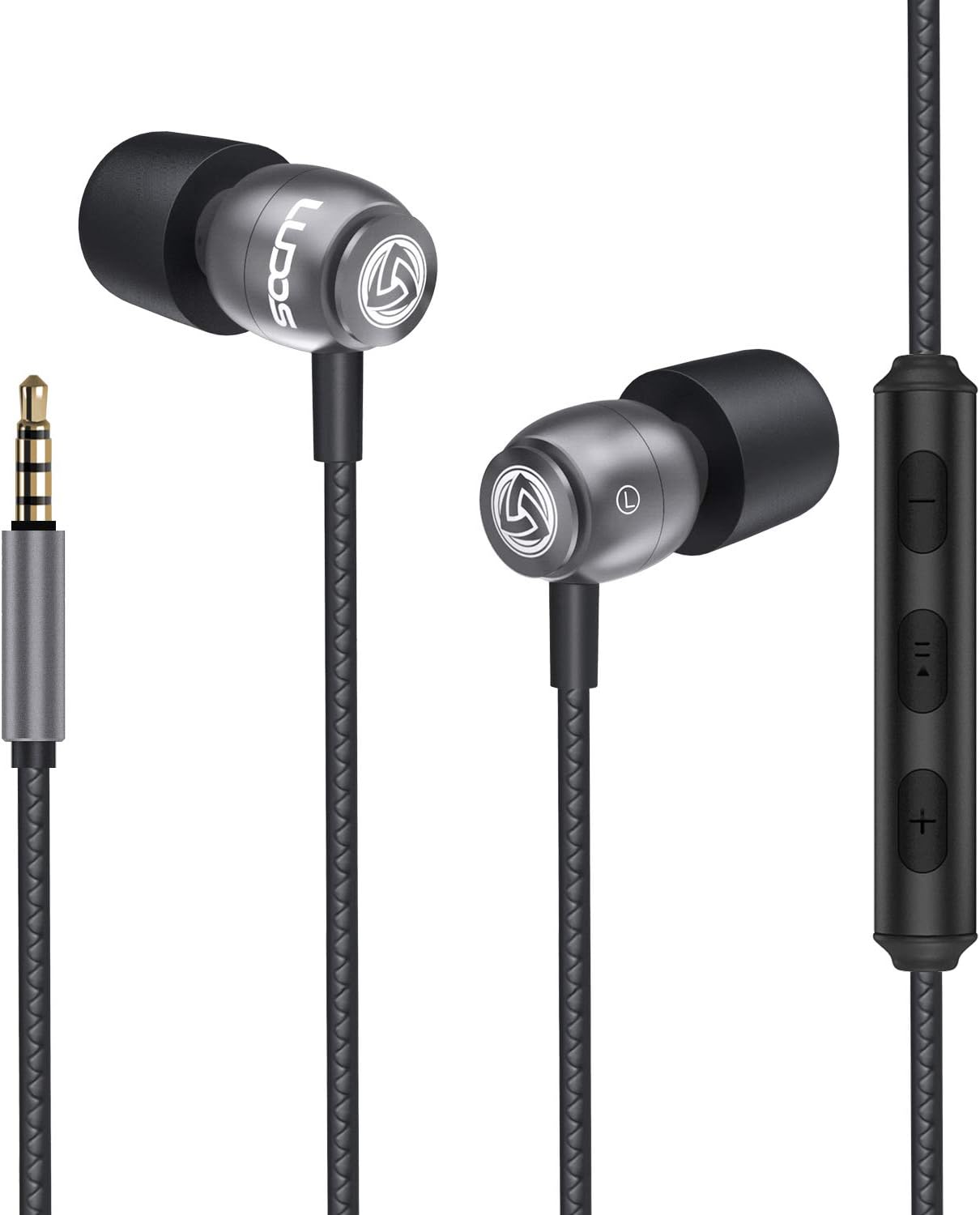 LUDOS Clamor Wired Earbuds in Ear Headphones with Microphone, Earphones with Mic and Volume Control, Memory Foam, Reinforced Cable, Bass Compatible with iPhone, Apple, iPad, Computer, Laptop, PC: Home Audio & Theater