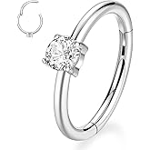 PEAKLINK 316L Surgical Steel Nose Ring Hoop 16 Gauge Conch Cartilage Helix Earring Unique Shape Tragus Rook Daith Septum Nose Piercing Jewelry for Women