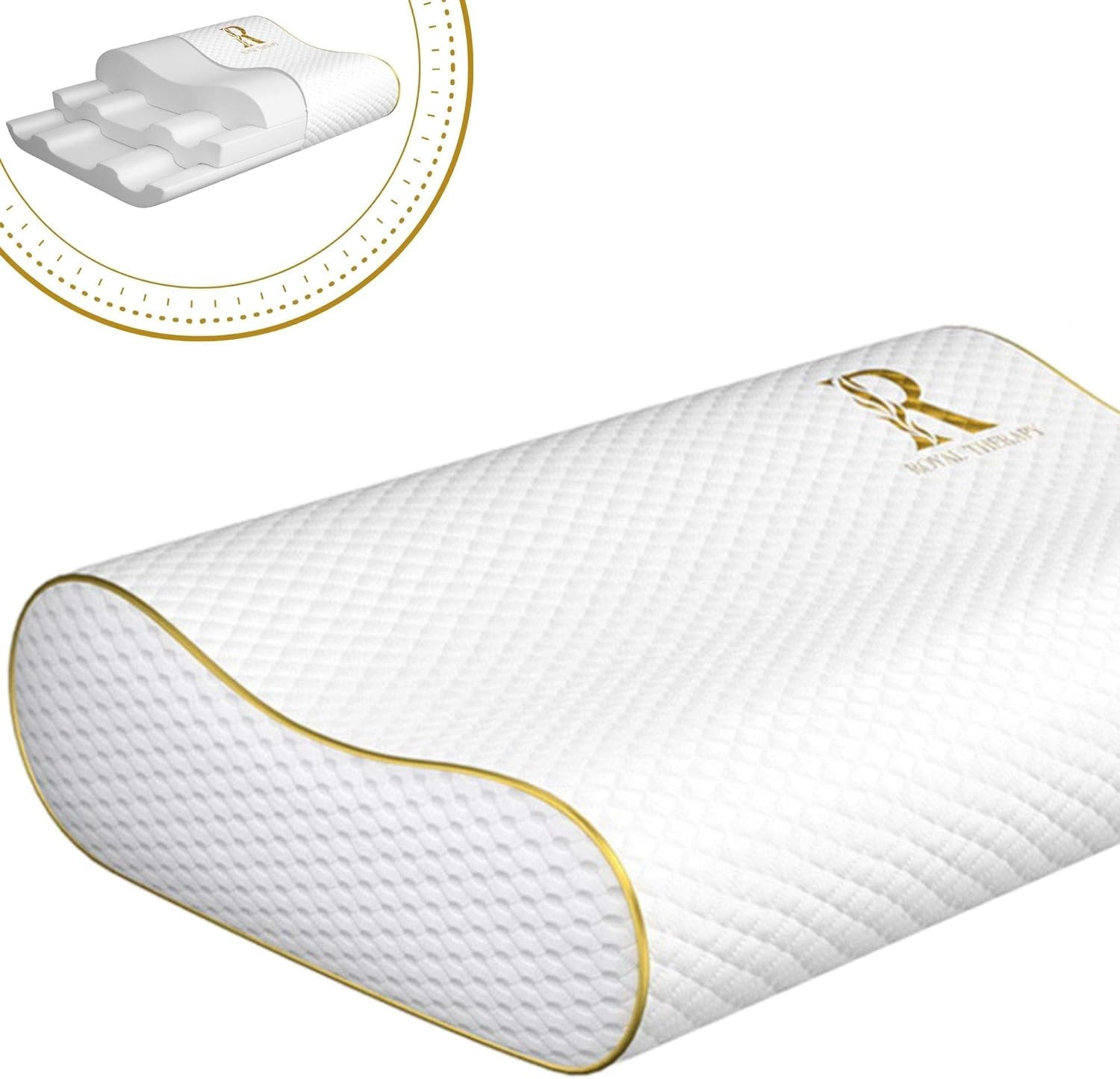 Photo 1 of Royal Therapy Memory Foam Pillow, Queen Pillow Neck Pain Relief, Contour Pillow, Pillow for Neck and Shoulder Pain, Neck Pain Pillow, Side Sleeper Pillow, Cervical Neck Pillow, Neck Pillow Sleeping