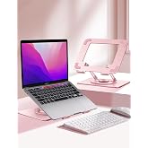 Vaydeer Adjustable Laptop Stand for Desk,Computer Stand Riser with 360&deg; Free Rotation Base and Foldable Design Ergonomic Laptop Riser Fits for MacBook,Dell, HP and More 10-15.6&rdquo; Laptops (Pink)